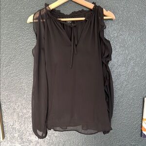 1. State Black Tie Front Ruffled Blouse